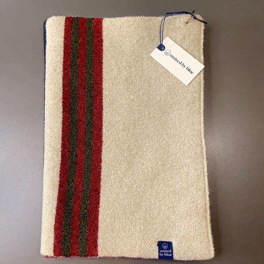 UNITED BY BLUE Recycled Stripe Scarf Cream NEW
